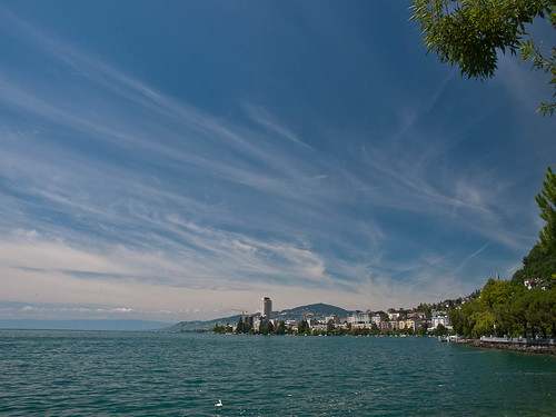 Looking across the bay to Montreux