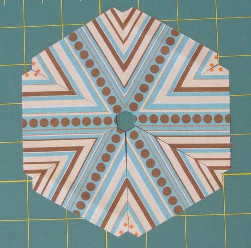 fussy-cutting stripes with AccuQuilt triangle dies