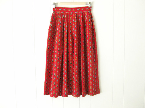 red paisley tea length skirt