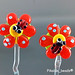 Earring : Orange Ladybug Flower Blossom