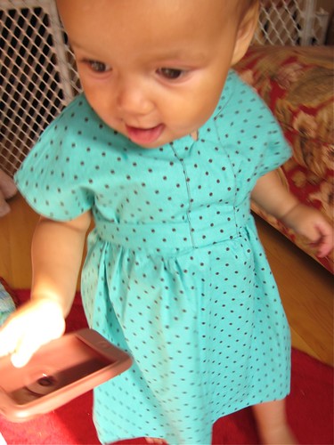 FO: Aqua & Brown Polka Dot Baby Dress