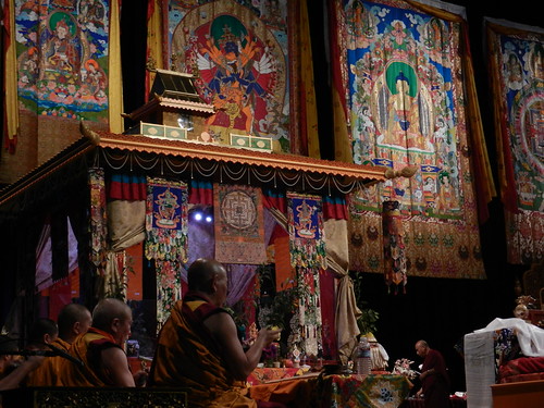 Tibetan Buddhist Lamas complete prayers, open Kalachakra pavilion, Thangkas of Padmasambhava, Shri Kalachakra, Lord Buddha, mandala, offerings, monk, Kalachakra for World Peace, Washington D.C., USA by Wonderlane