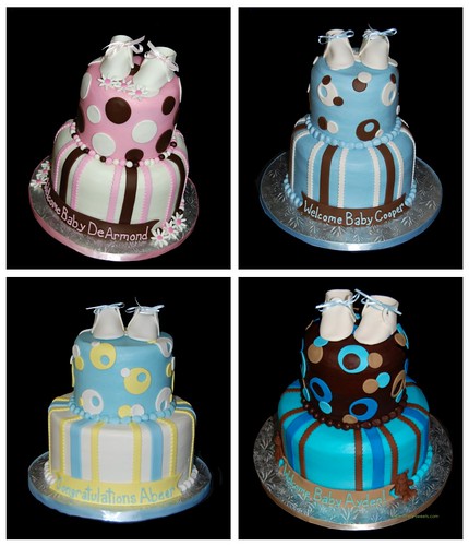 2 tier baby shower cakes with booties