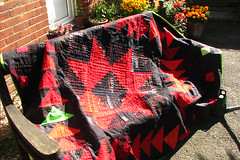 gman quilt on bench