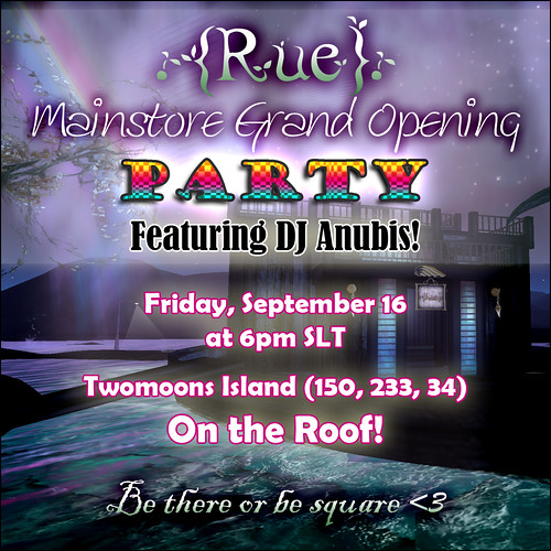 {Rue} Grand Opening Party Flyer