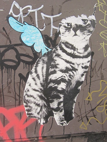 Urban Art: Winged Cat Paste Up