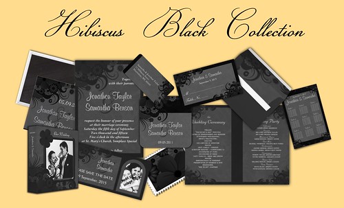 Black Hibiscus Floral Wedding Table Seating Charts