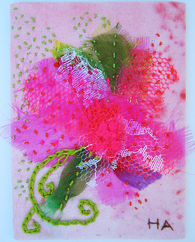 Organza flower embroidery ATC