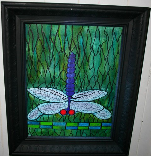 Tiffany Inspired 22" x 26" Framed Painted Canvas by Rick Cheadle Art and Designs
