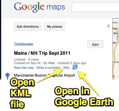 Open Google Map as KML file