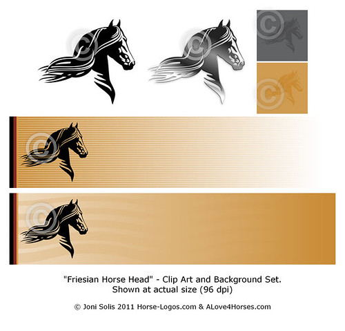 Friesian Horse Head clip art