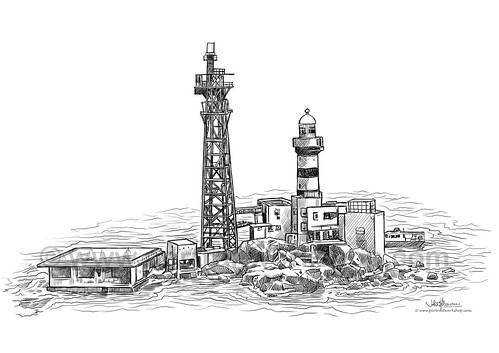 digital sketch of Pedra Branca lighthouse for Singapore Navy - A4 (watermark)