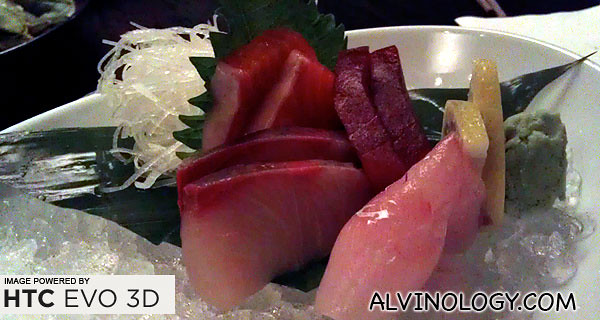 Sashimi appetiser - tuna, salmon, yellowtail and swordfish