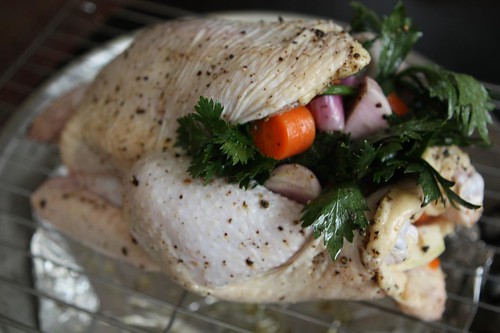 Feather Ridge Chicken Stuffed with Celeriac, Carrots, and Shallots