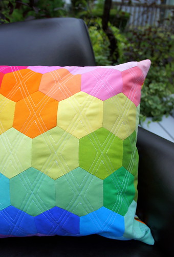 Rainbow Hexagon Pillow