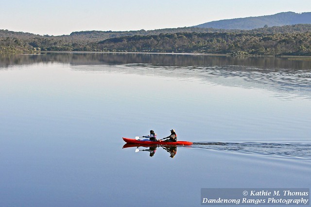 Kayaking on a still lake