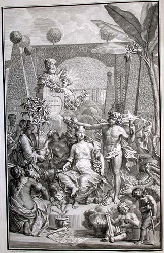 Allegorical frontispiece of von Linné's Hortus Cliffortianus 