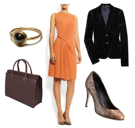 orange dress for work outfit3