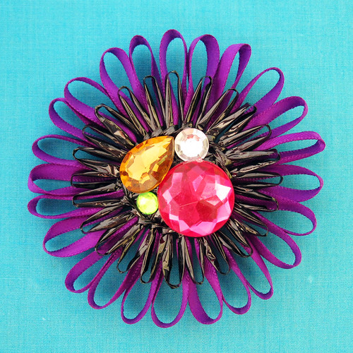 Upcycled VHS Flower Hair Clip or Brooch