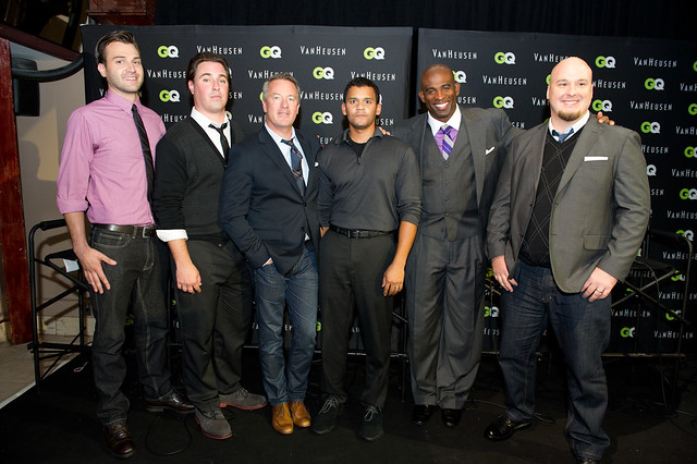 Deion with Van Heusen EVP Mike Kelly and our transformed bloggers.