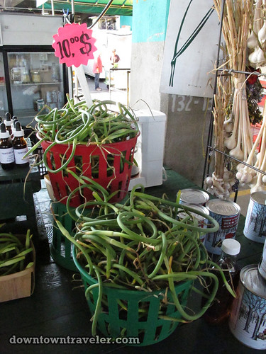 Garlic scapes at Jean Talon Market in Montreal