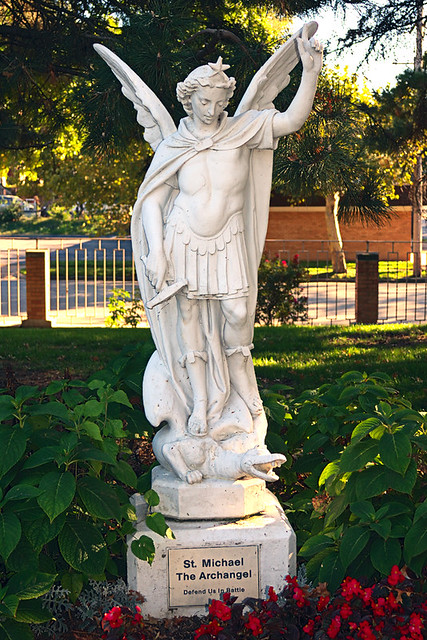Little Sisters of the Poor, in Saint Louis, Missouri, USA - statue of Saint Michael the Archangel