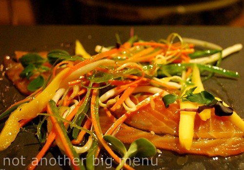 Athenaeum, London (Toptable deal - 3 courses and champagne £30) - Home cured spiced salmon, Asian salad and soy dressing