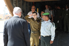 Gilad Shalit Salutes Israel Prime Minister Ben...