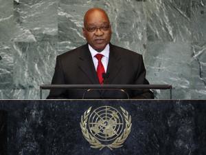 Republic of South Africa President Jacob Zuma addressing the United Nations General Assembly meeting in New York on September 21, 2011. Zuma said that the African Union efforts to end the war in Libya were ignored. by Pan-African News Wire File Photos