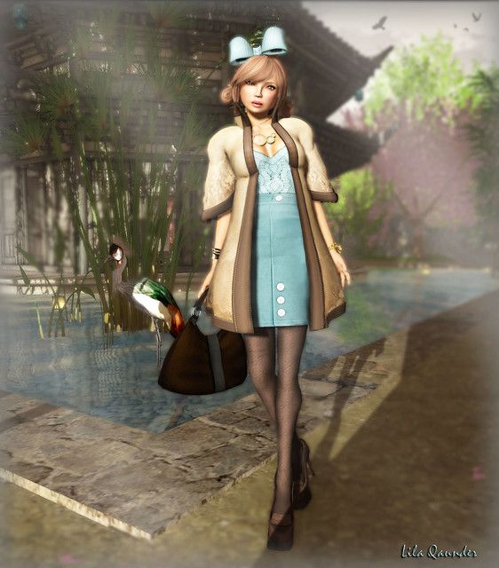 The Secret Store - Kimono Coat - Mocha &  Pencil Skirt - Quarry