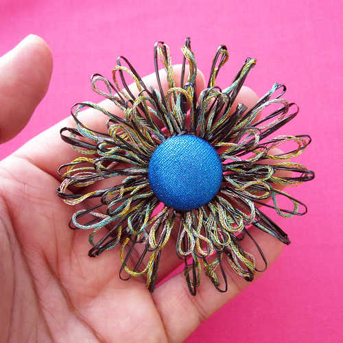 Upcycled VHS Flower Hair Clip or Brooch