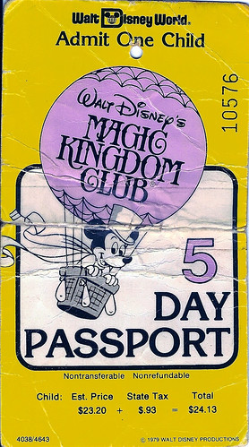 WDW 5-day child pass 1979 front