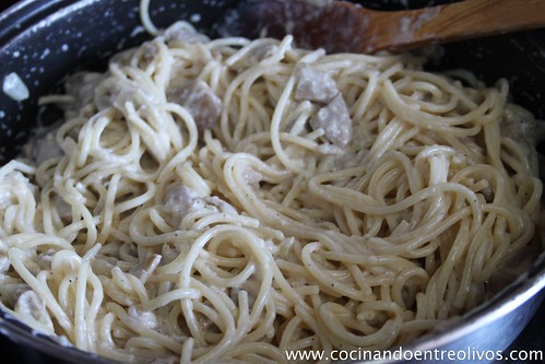 Spaghetti carbonara de setas sin lactosa (13)