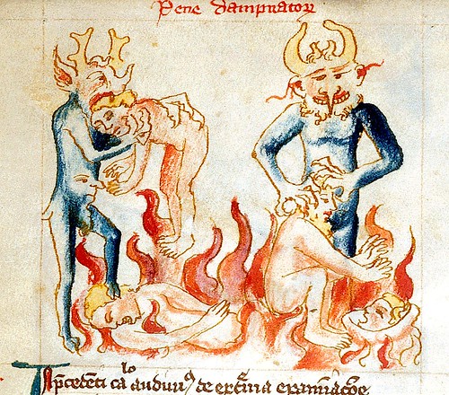 Torments of the Damned in Hell. drawing detail. Germany. 14th cent. Harley 3240 BL by tony harrison