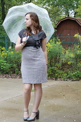 Outfit - Work outfit - Mary-Janes, umbrella, tweed skirt