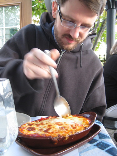 Craig with lasagna