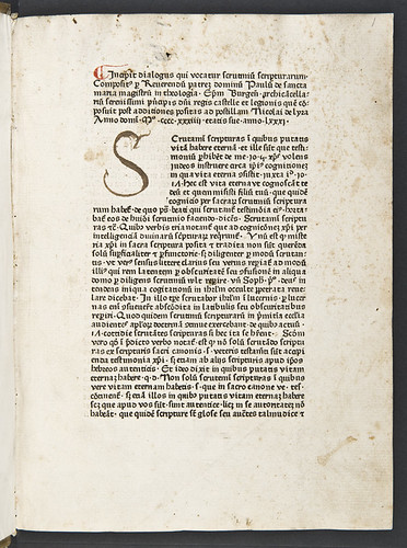 Manuscript initial in Paulus de Sancta Maria: Scrutinium scripturarum