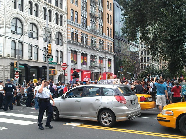 Ran in to the Occupy Wall Street protest march near Union Sq - trying to find wifi to upload vid eo