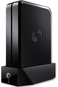 The Seagate GoFlex Home comprises a drive dock and a hard drive.