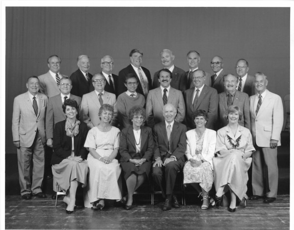 Group portrait of the 1980 Pasadena City College Board of Directors