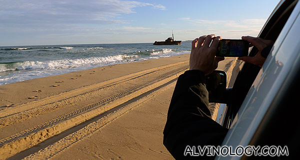 Willy taking a picture of MV Sygna with his HTC EVO as we drew closer