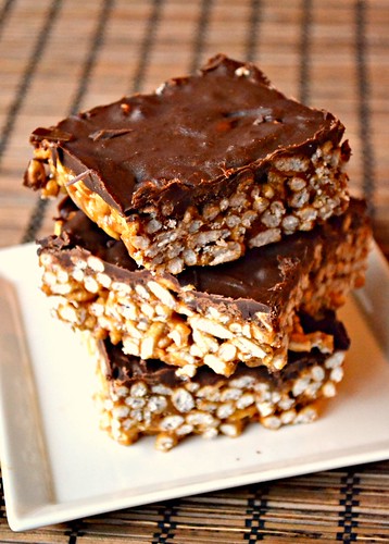 sunflower butter rice krispies with chocolate espresso layer