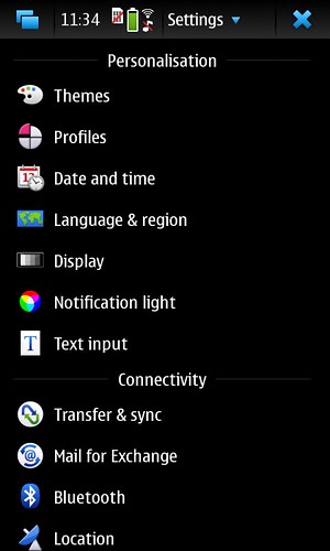 N900 Portrait Settings menu