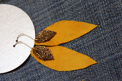 leather feather earrings