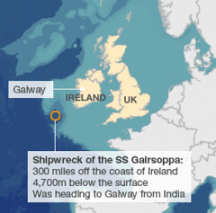 Gairsoppa shipwreck location