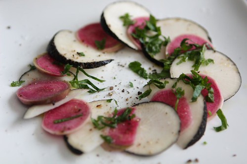 Black and Watermelon Radishes with Parsley