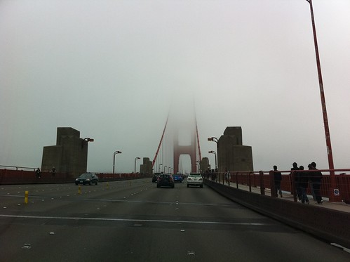 Golden Gate bridge in the clouds