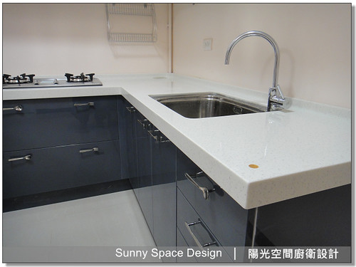 廚房設計-北投清江路蔣小姐ㄇ字型廚具：韓國三星人造石-陽光空間廚衛設計