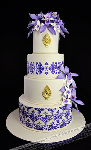 Damask Wedding cake by Design Cakes