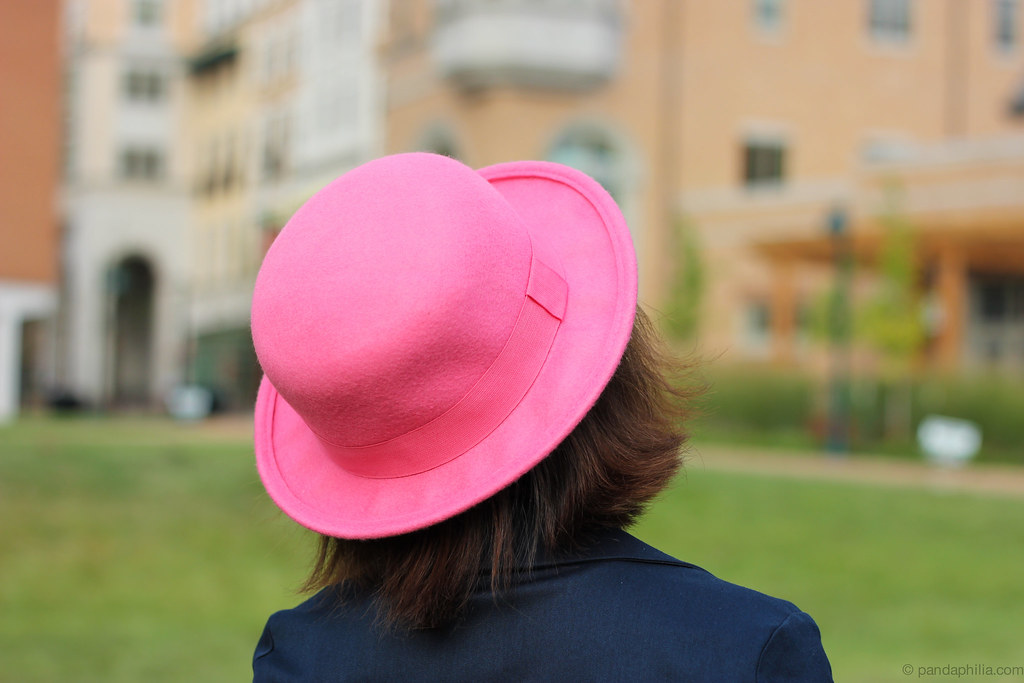 pink bowler hat